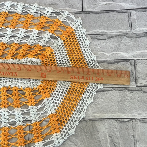 Crochet Handmade doily white & yellow home decor - Picture 3 of 4